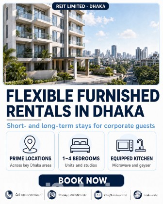 375 Sq ft Furnished 2 Room for Rent in Bashundhara